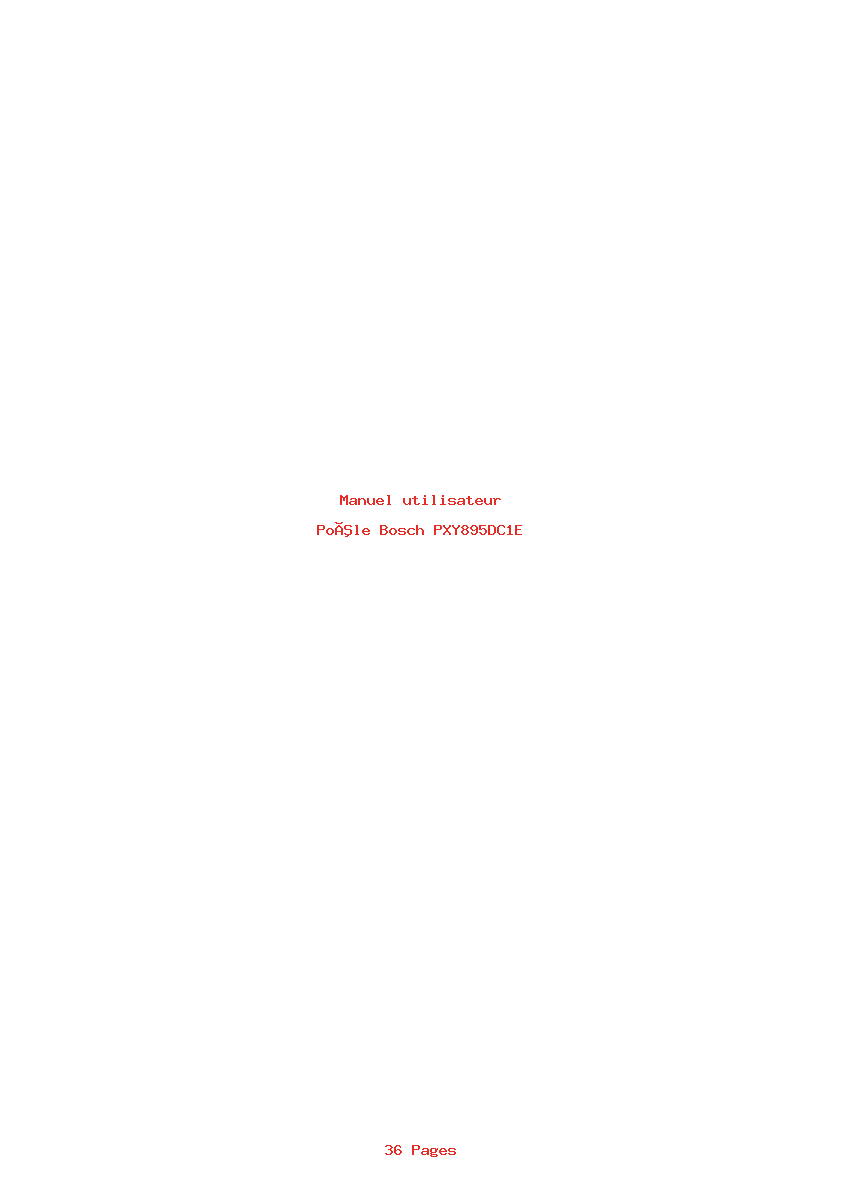Page 1 de la notice Manuel utilisateur Bosch PXY895DC1E