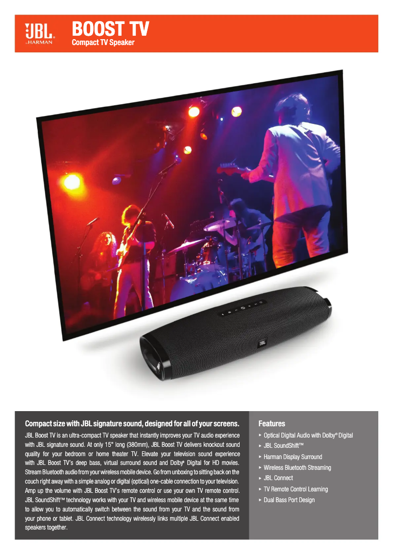 Page 1 de la notice Fiche technique JBL Boost TV