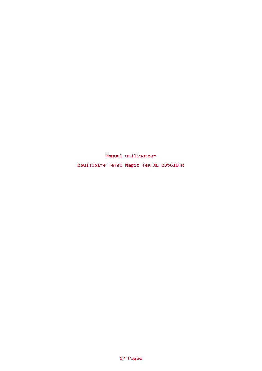 Page 1 de la notice Manuel utilisateur Tefal Magic Tea XL BJ561DTR