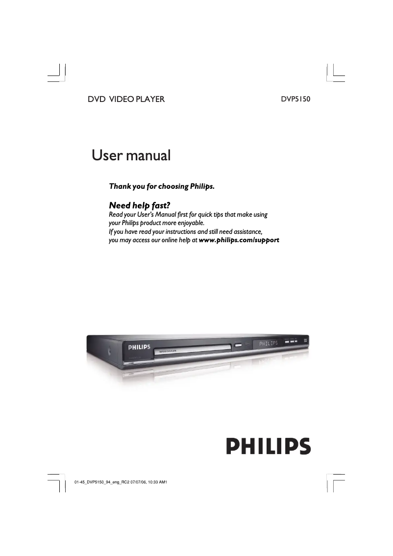 Página 1 del manual Manual de instrucciones Philips DVP5150