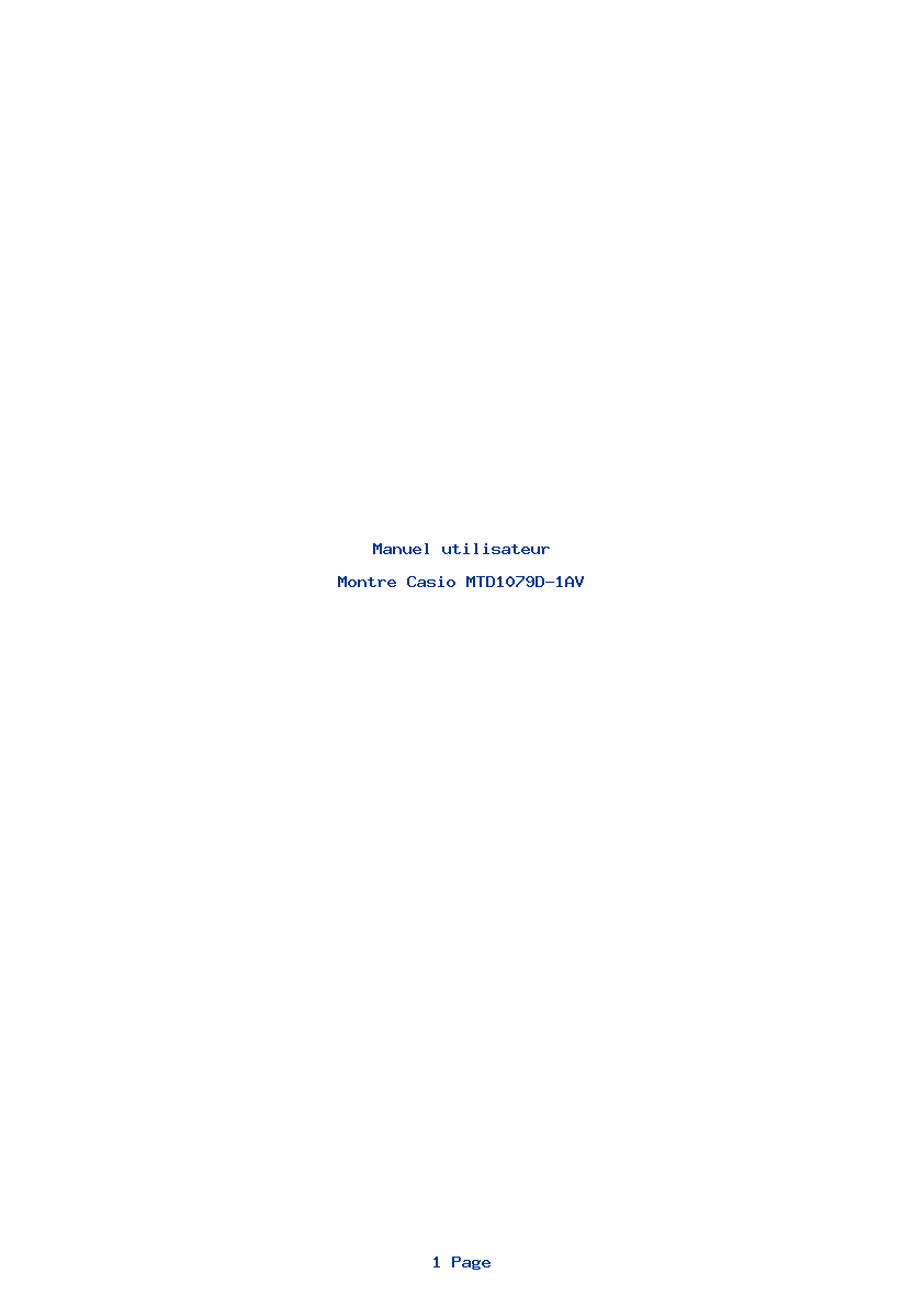 Page 1 de la notice Manuel utilisateur Casio MTD1079D-1AV