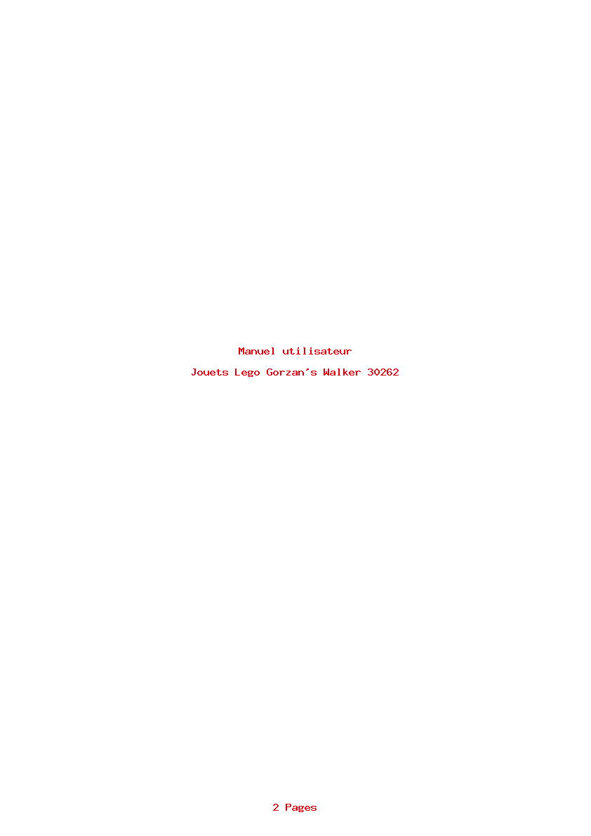 Page 1 de la notice Manuel utilisateur Lego Gorzan's Walker 30262