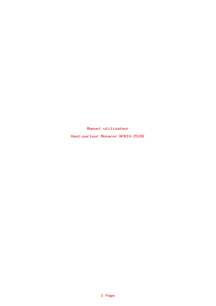 Page 1 de la notice Manuel utilisateur Monacor NTR10-2520E