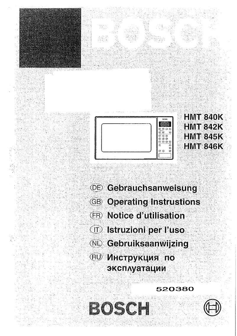 Page 1 de la notice Manuel utilisateur Bosch HMT846K