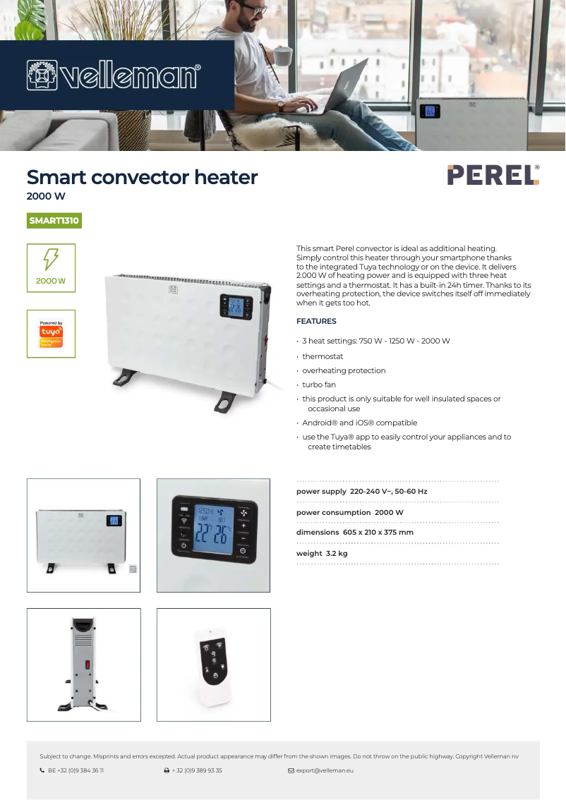 Page 1 de la notice Fiche technique Perel SMART1310