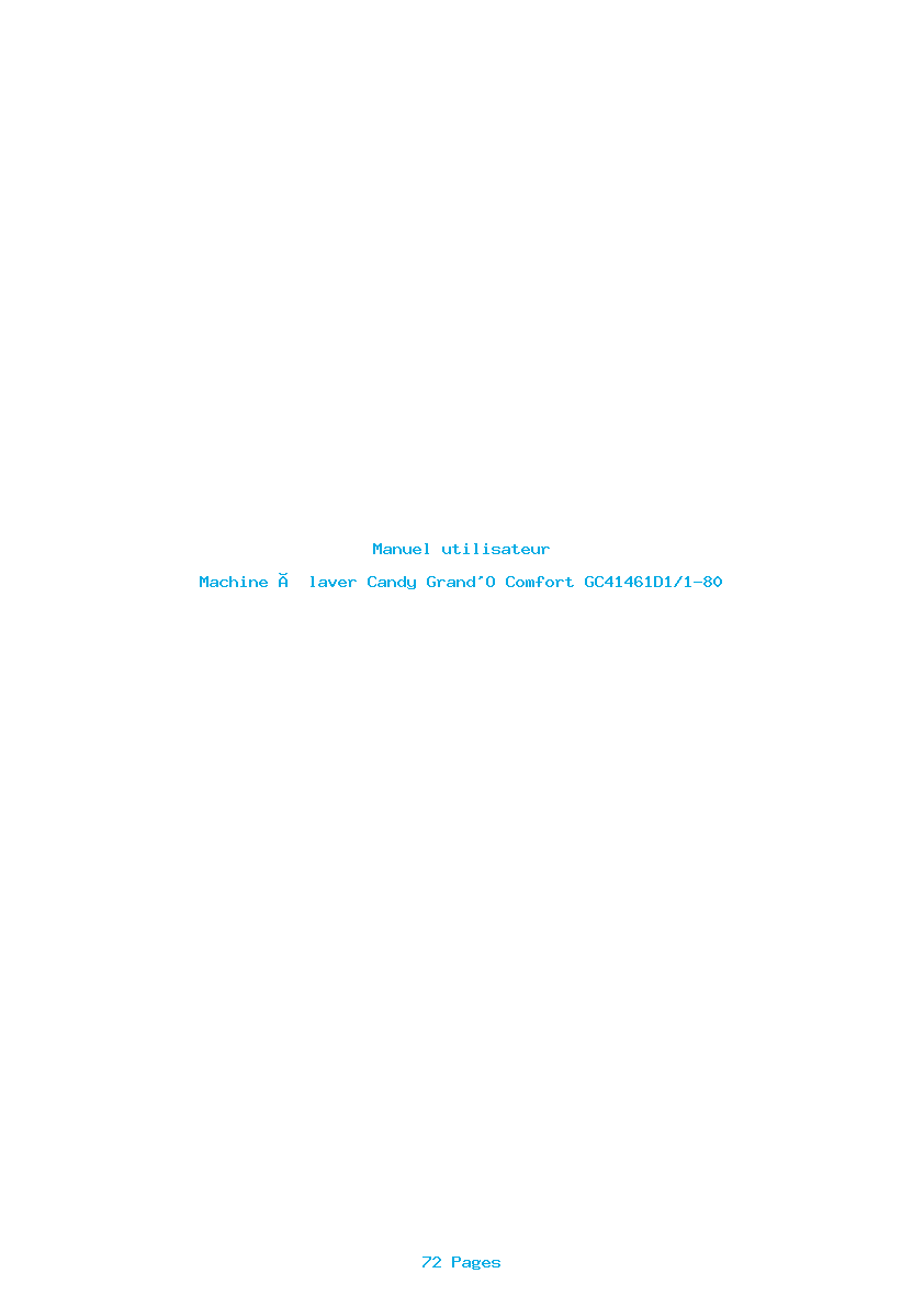 Page 1 de la notice Manuel utilisateur Candy Grand'O Comfort GC41461D1/1-80