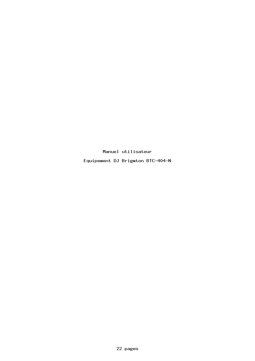 Page 1 de la notice Manuel utilisateur Brigmton BTC-404-N