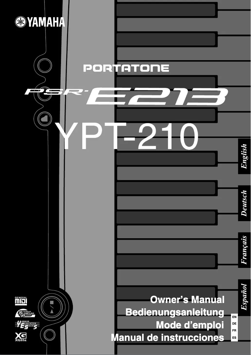 Page 1 de la notice Manuel utilisateur Yamaha PSR-E213