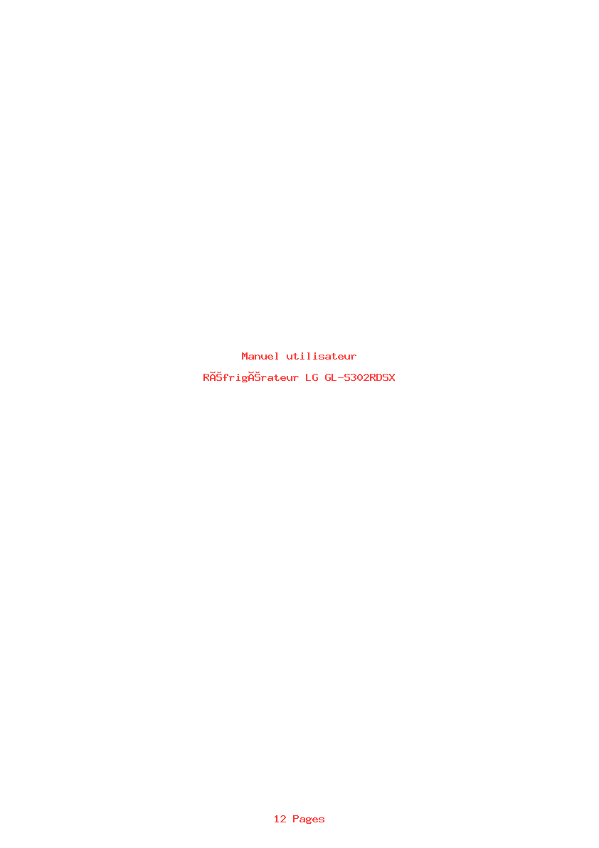 Page 1 de la notice Manuel utilisateur LG GL-S302RDSX