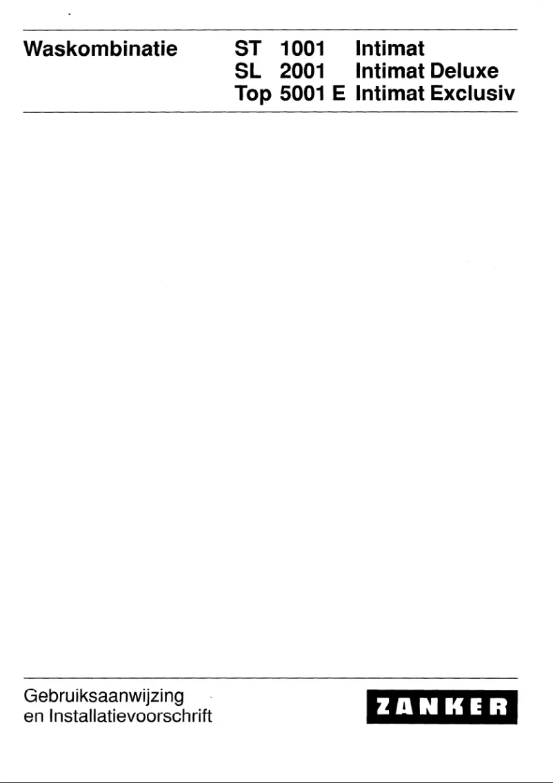Page 1 de la notice Manuel utilisateur Zanker ST 1001 INTIMAT