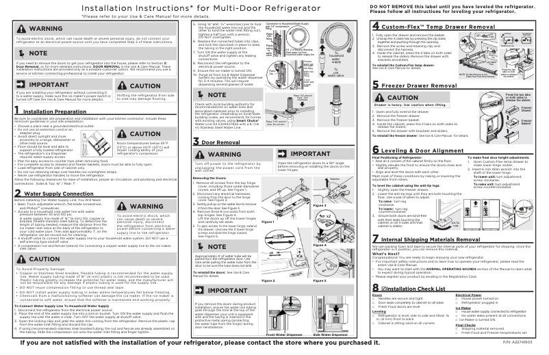 Page 1 de la notice Guide d'installation Frigidaire GRMC2273CD