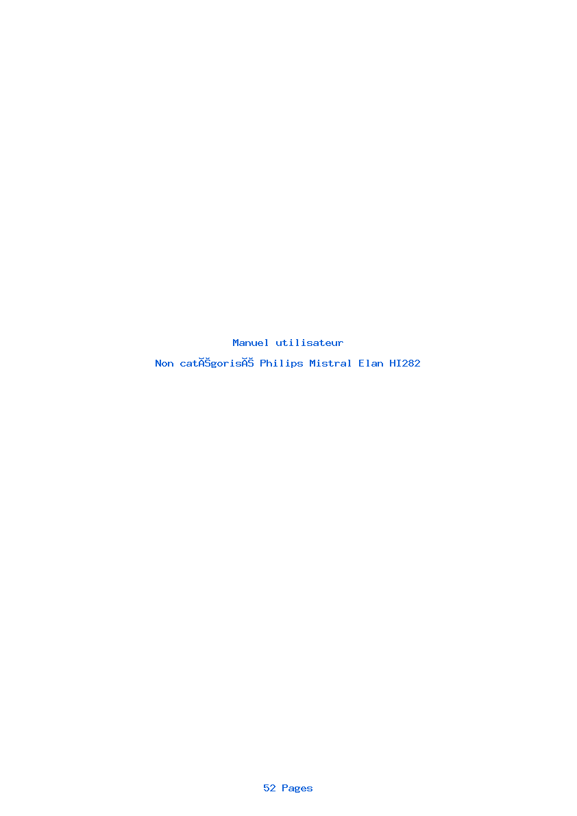 Page 1 de la notice Manuel utilisateur Philips Mistral Elan HI282
