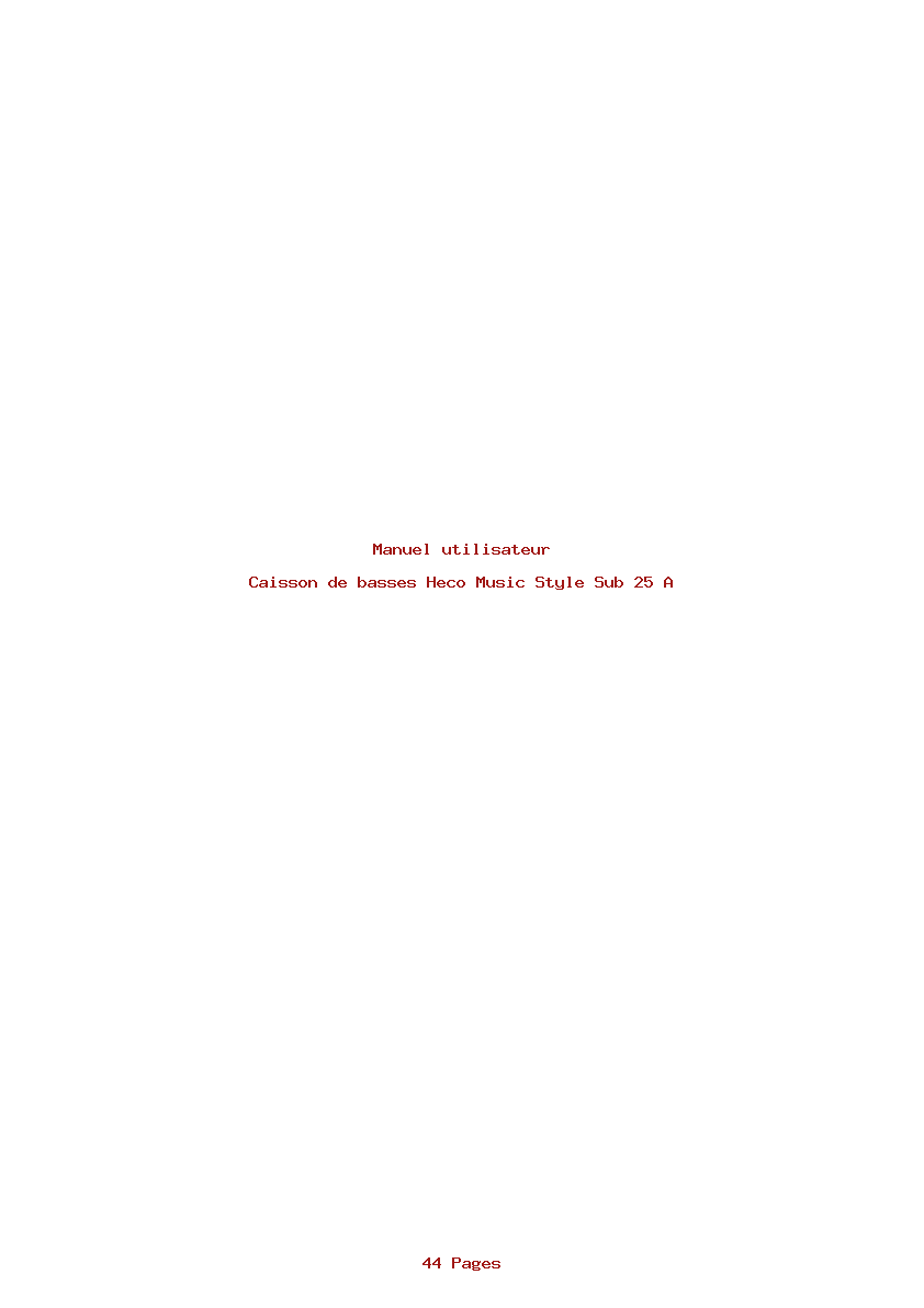 Page 1 de la notice Manuel utilisateur Heco Music Style Sub 25 A