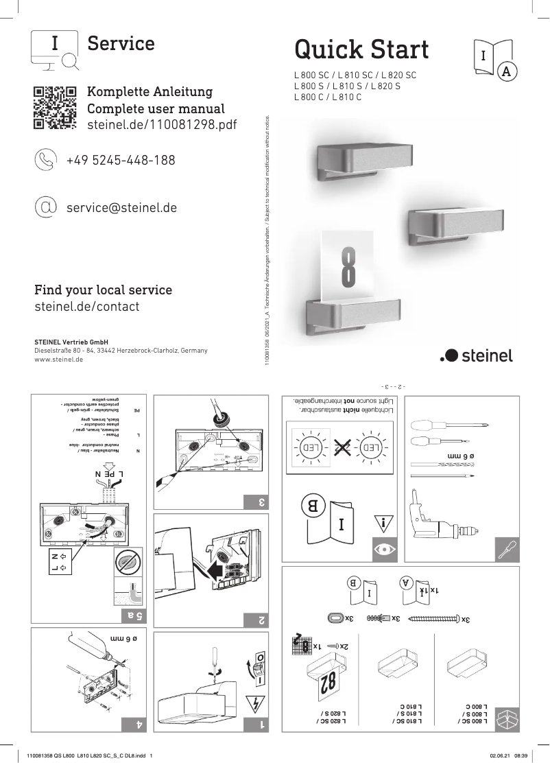 Página 1 del manual Guía de inicio rápido Steinel L 810 SC