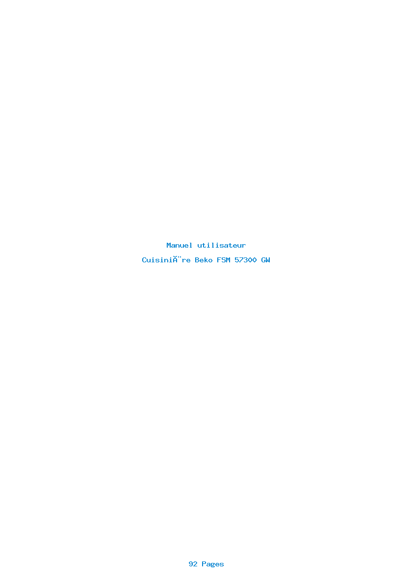 Page 1 de la notice Manuel utilisateur Beko FSM 57300 GW