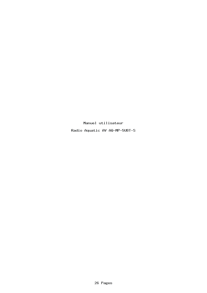 Page 1 de la notice Manuel utilisateur Aquatic AV AQ-MP-5UBT-S