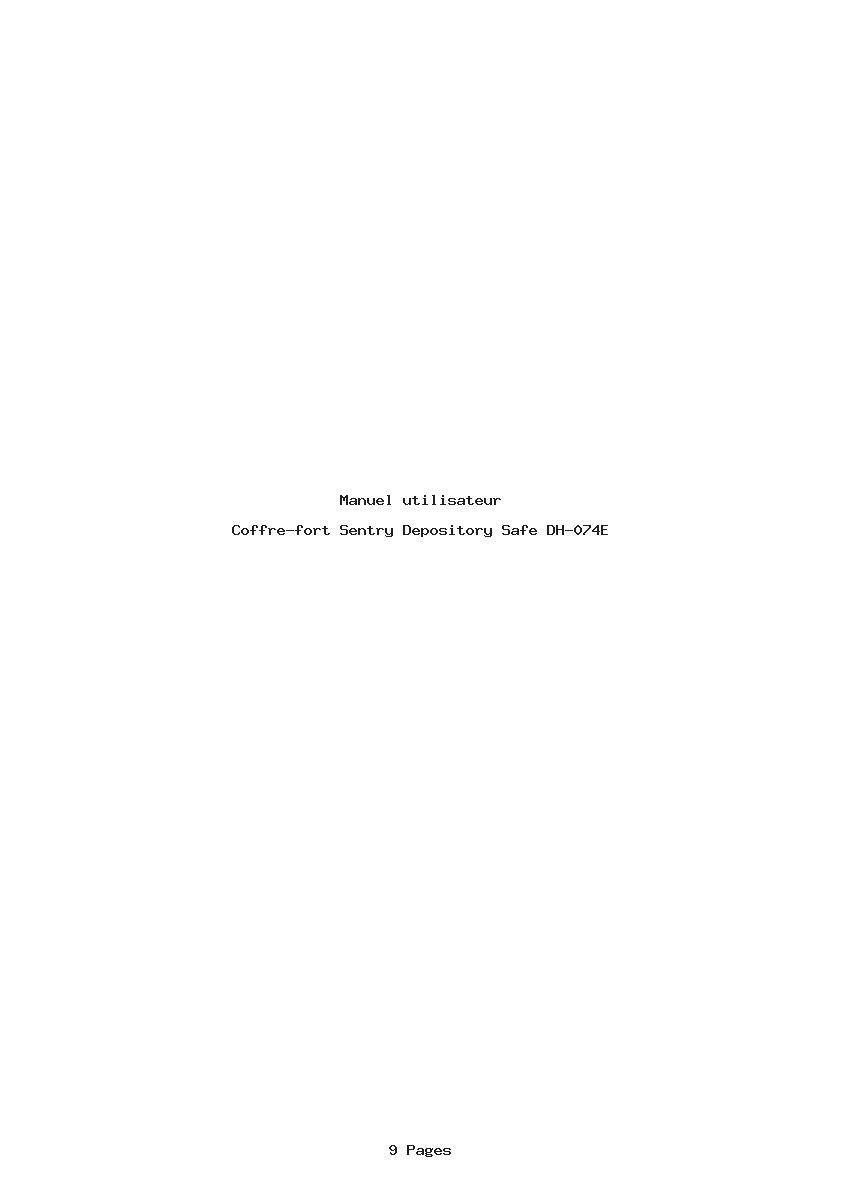 Page 1 de la notice Manuel utilisateur Sentry Depository Safe DH-074E
