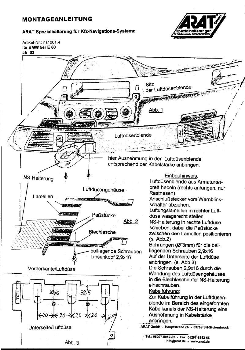 Page 1 de la notice Manuel utilisateur Arat NS1001.4