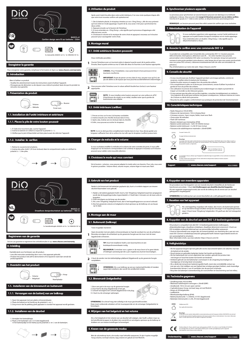 Page 1 de la notice Manuel utilisateur Chacon 84203