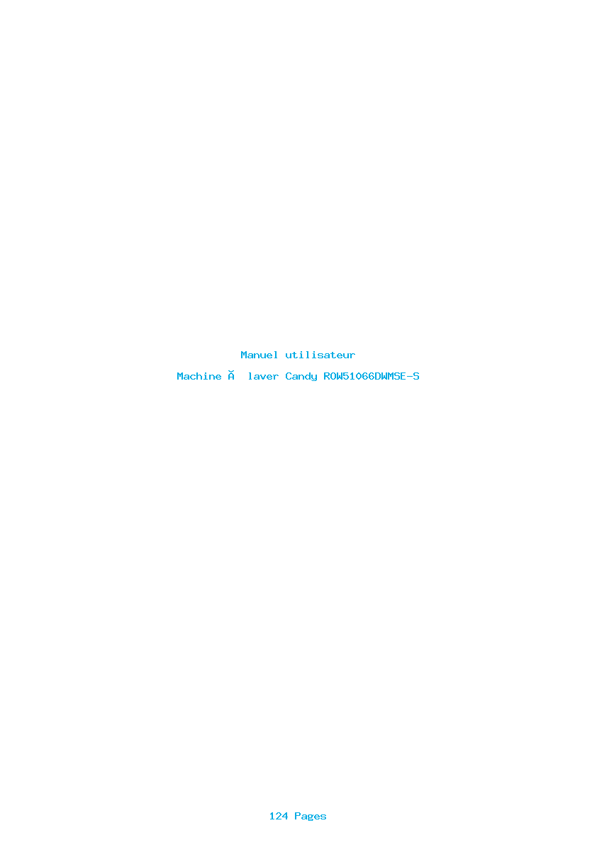 Page 1 de la notice Manuel utilisateur Candy ROW51066DWMSE-S