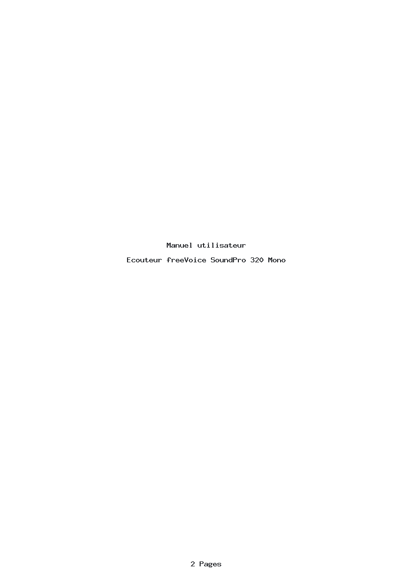 Page 1 de la notice Manuel utilisateur freeVoice SoundPro 320 Mono