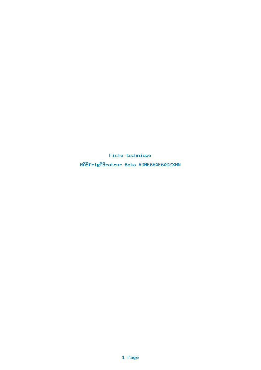 Page 1 de la notice Fiche technique Beko RDNE650E60DZXHN