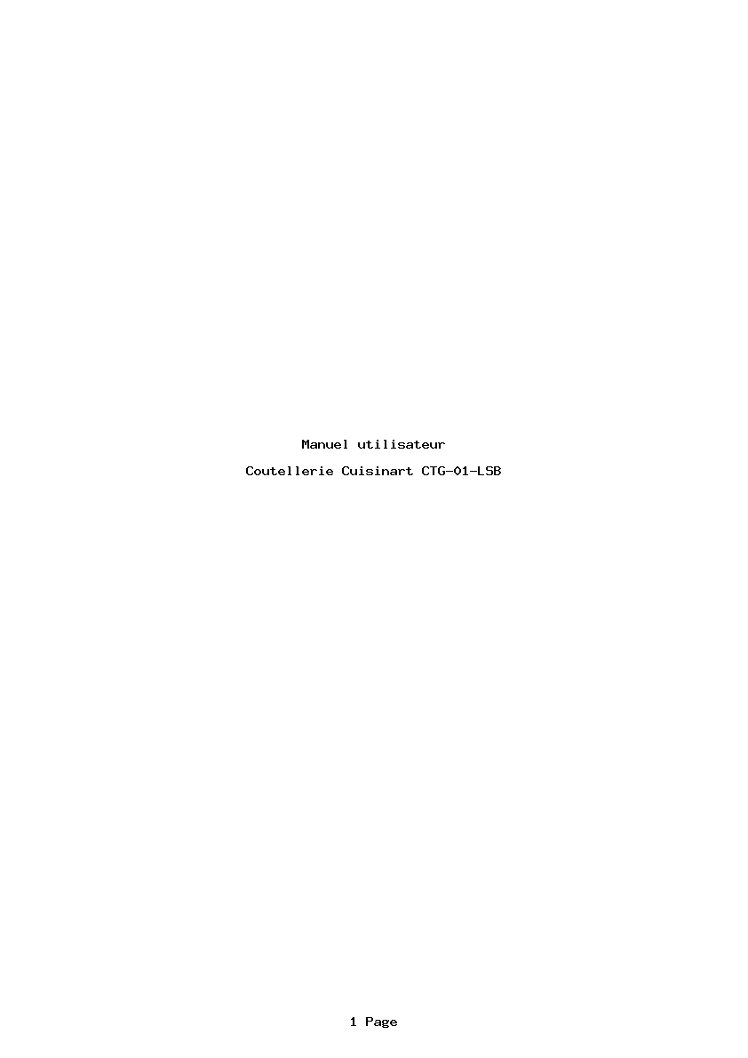 Page 1 de la notice Manuel utilisateur Cuisinart CTG-01-LSB