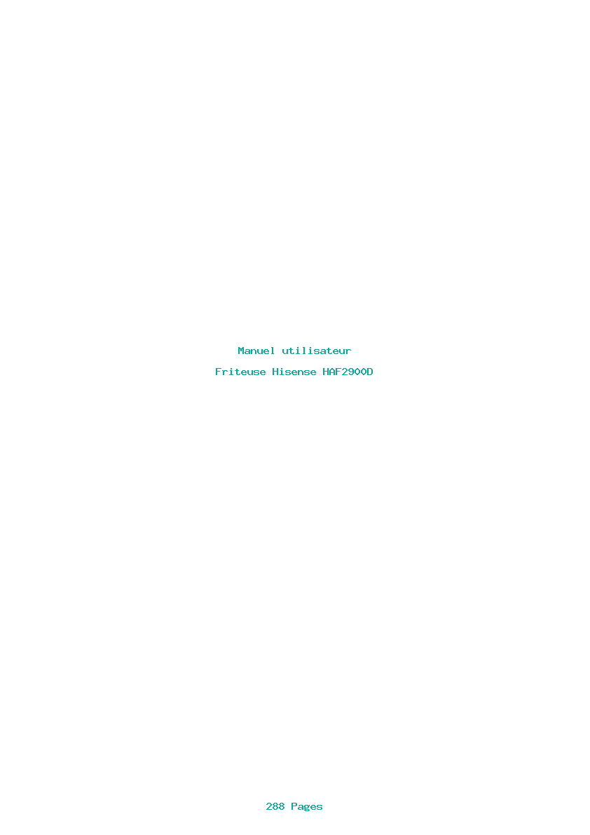 Page 1 de la notice Manuel utilisateur Hisense HAF2900D