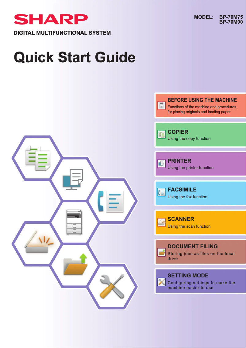 Image de la première page du manuel de l'appareil BP-70M75
