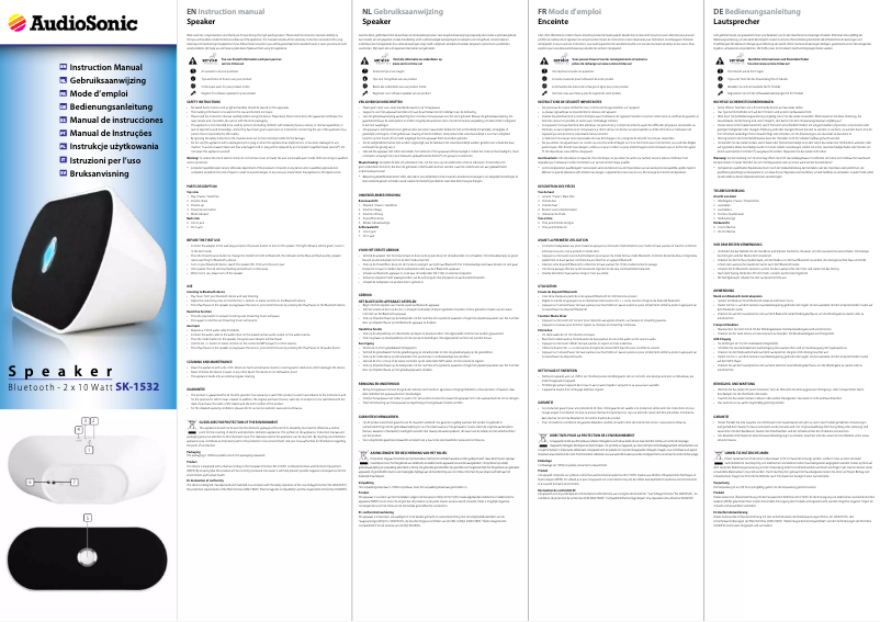 Page 1 de la notice Manuel utilisateur AudioSonic SK-1532