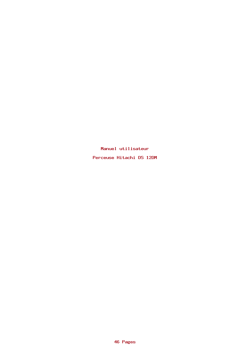 Page 1 de la notice Manuel utilisateur Hitachi DS 12DM