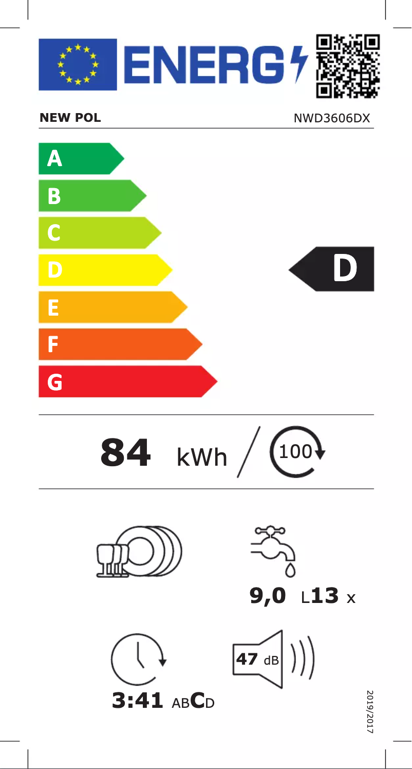 Page 1 of the manual Energy Label New Pol NWD3606DX