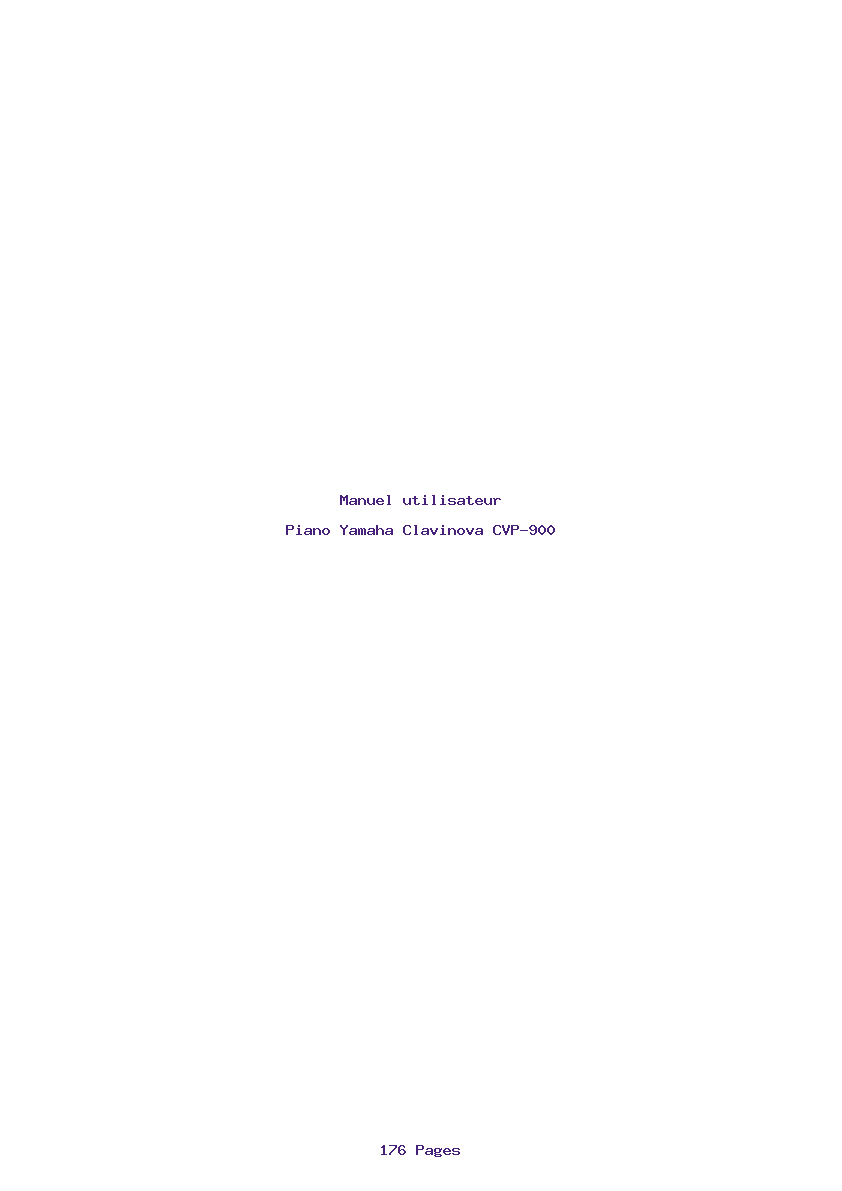 Page 1 de la notice Manuel utilisateur Yamaha Clavinova CVP-900