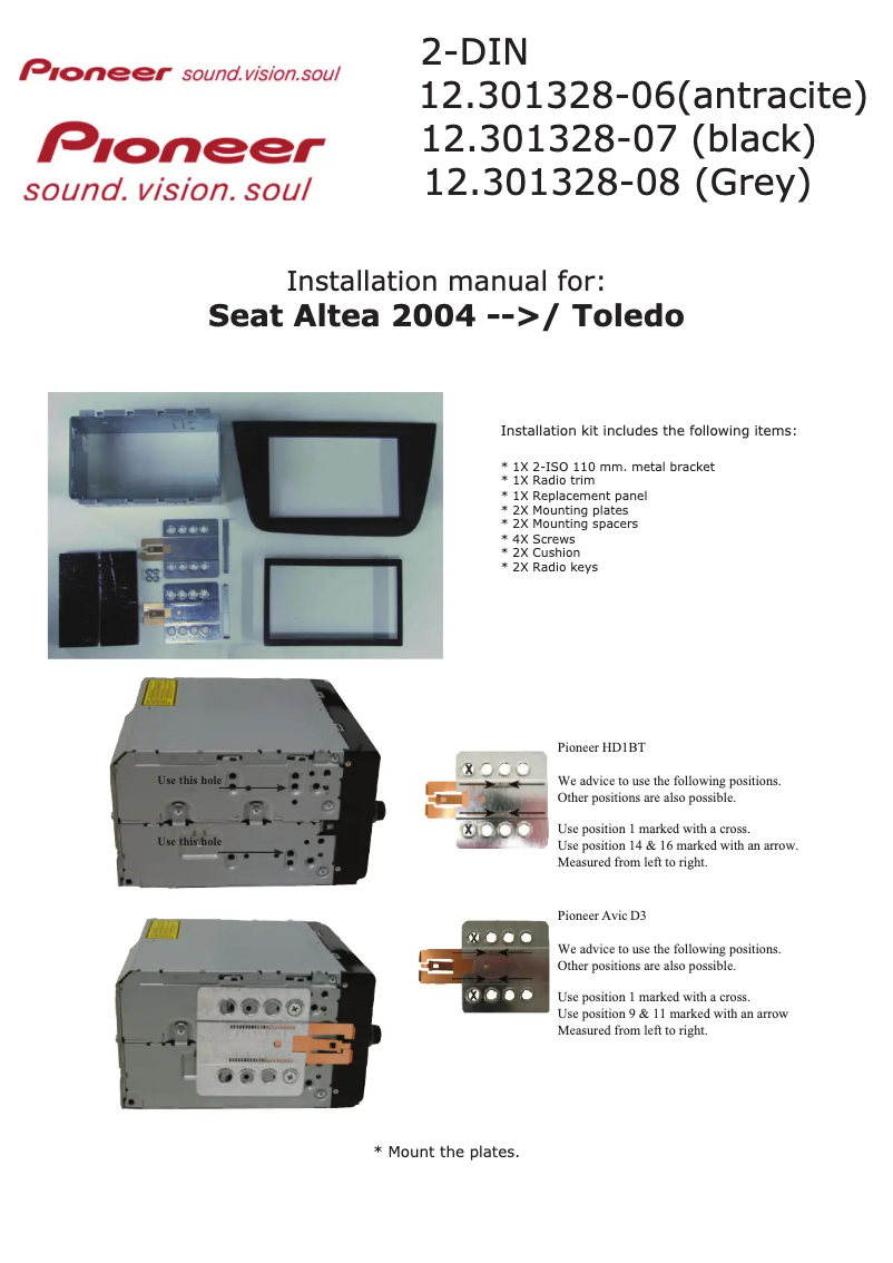 Page 1 de la notice Manuel utilisateur Pioneer 12.301328-07