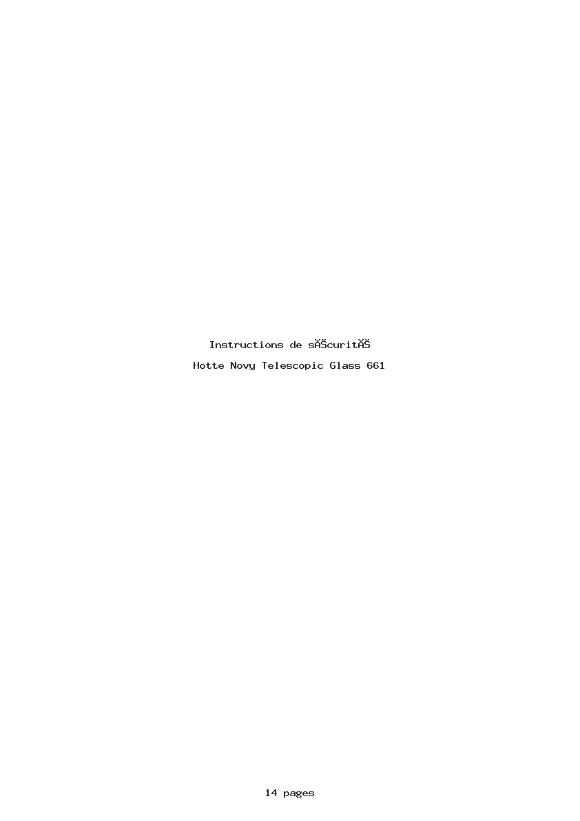 Page 1 de la notice Instructions de sécurité Novy Telescopic Glass 661