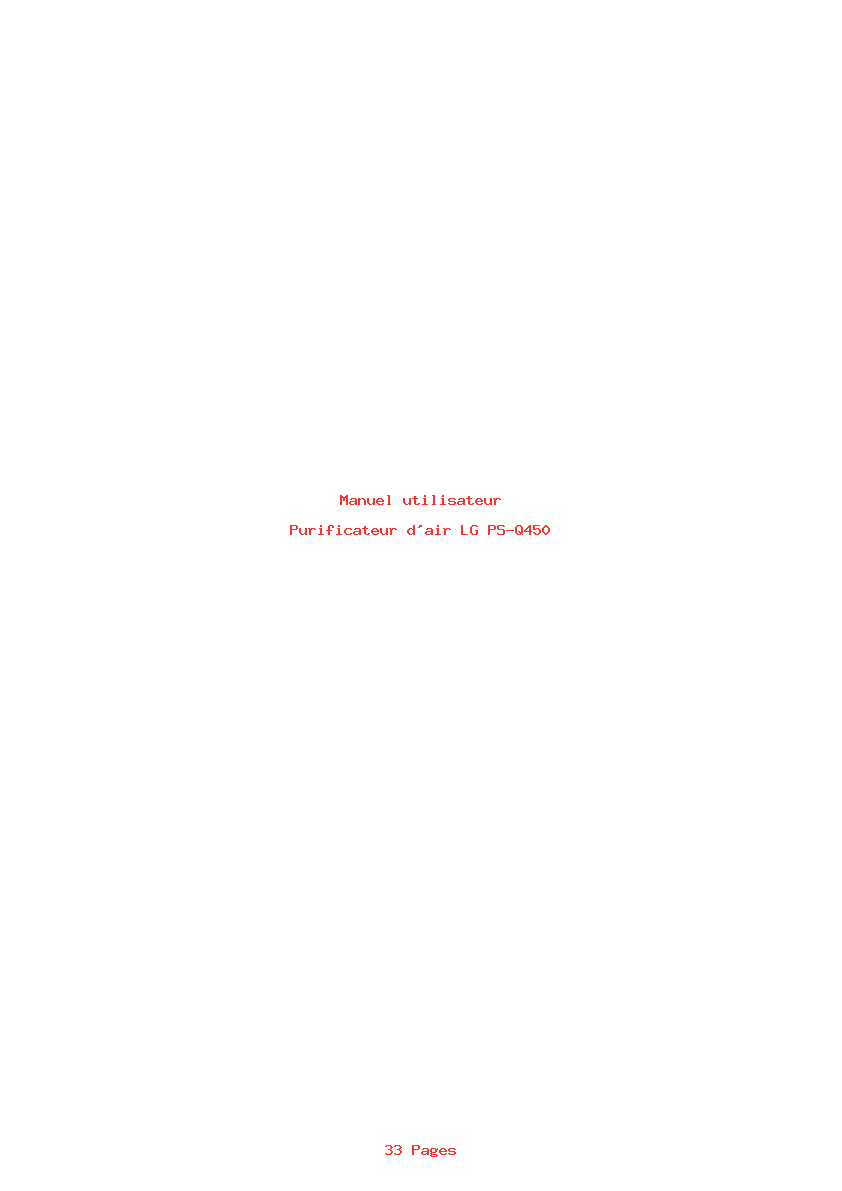 Page 1 de la notice Manuel utilisateur LG PS-Q450