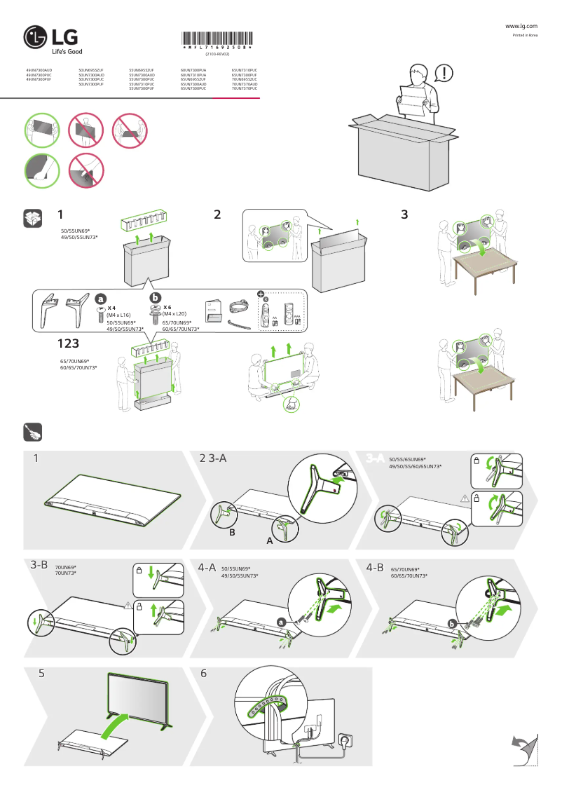 Page 1 de la notice Manuel utilisateur LG 70UN6955ZUC