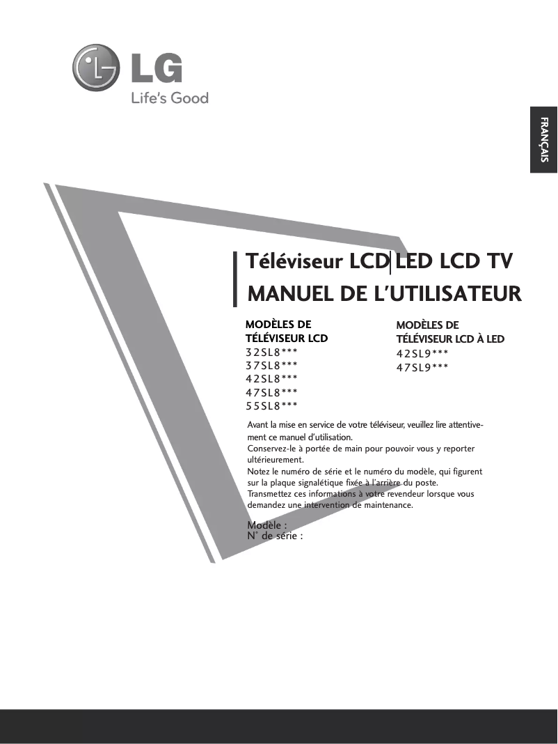 Page 1 de la notice Manuel utilisateur LG 32SL8000