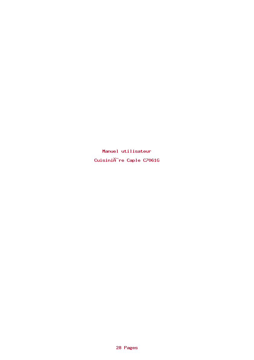 Page 1 de la notice Manuel utilisateur Caple C7061G