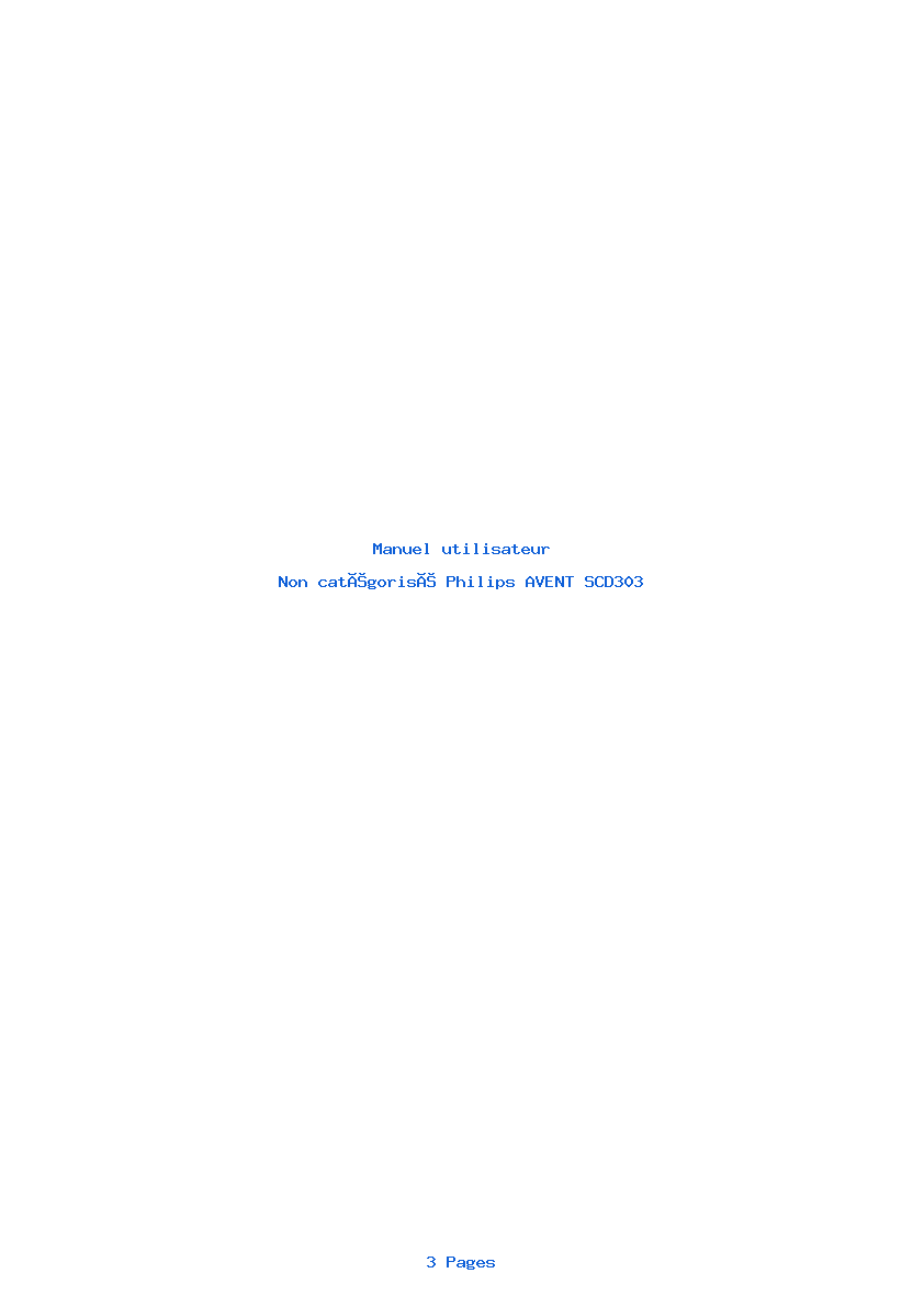 Page 1 de la notice Manuel utilisateur Philips AVENT SCD303