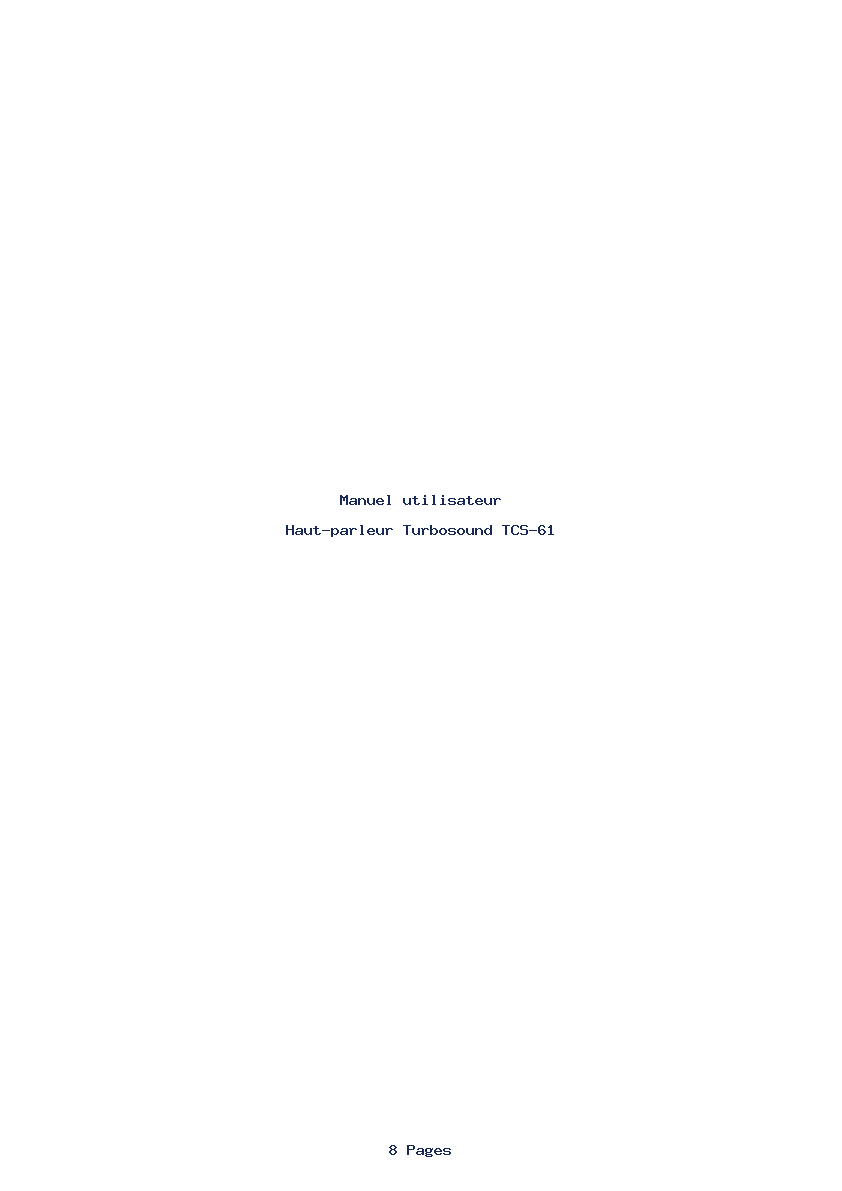 Page 1 de la notice Manuel utilisateur Turbosound TCS-61