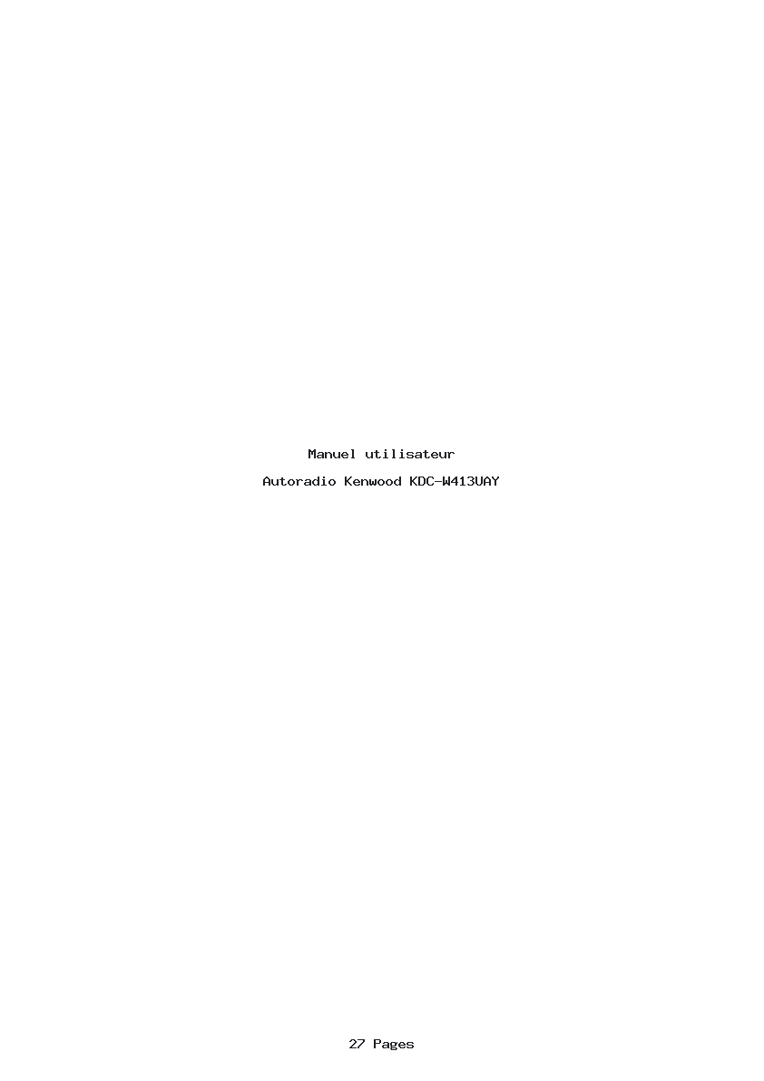 Page 1 de la notice Manuel utilisateur Kenwood KDC-W413UAY