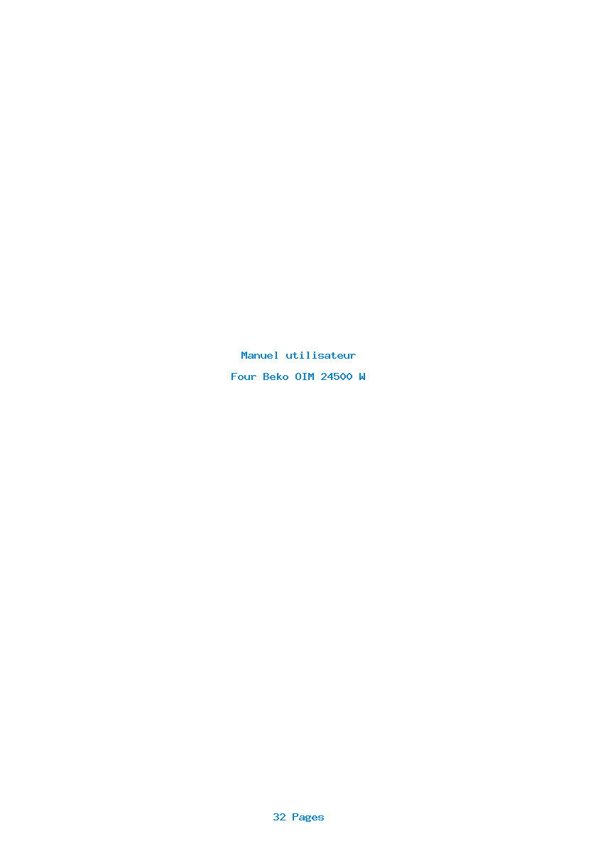Page 1 de la notice Manuel utilisateur Beko OIM 24500 W