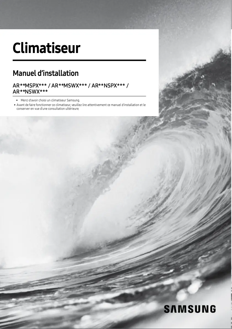 Page n°1 - Guide d'installation Samsung AR09MSPXBWKNEU