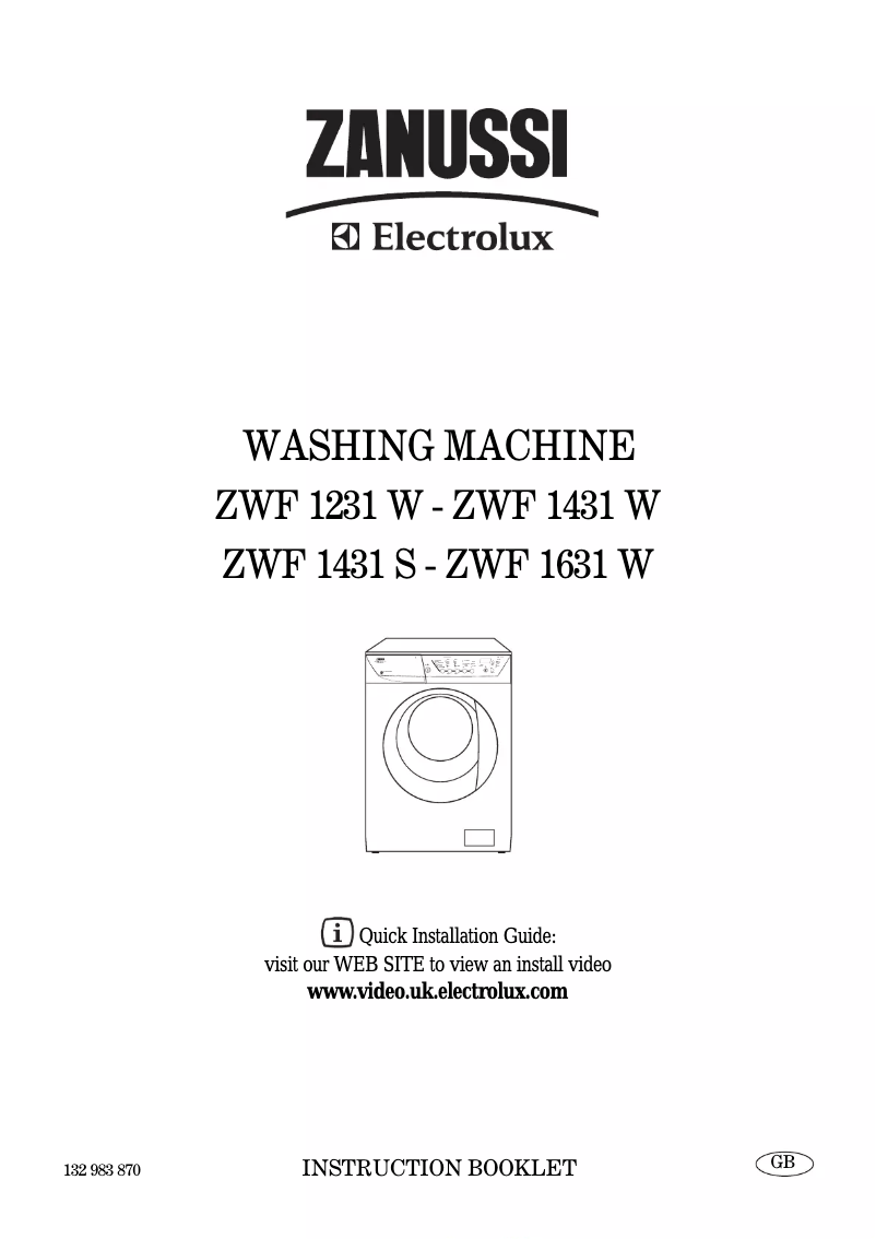 Page 1 de la notice Manuel utilisateur Zanussi-Electrolux ZWF 1631 W