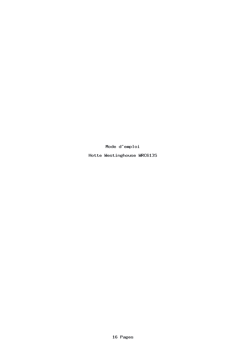 Page 1 de la notice Mode d'emploi Westinghouse WRC613S