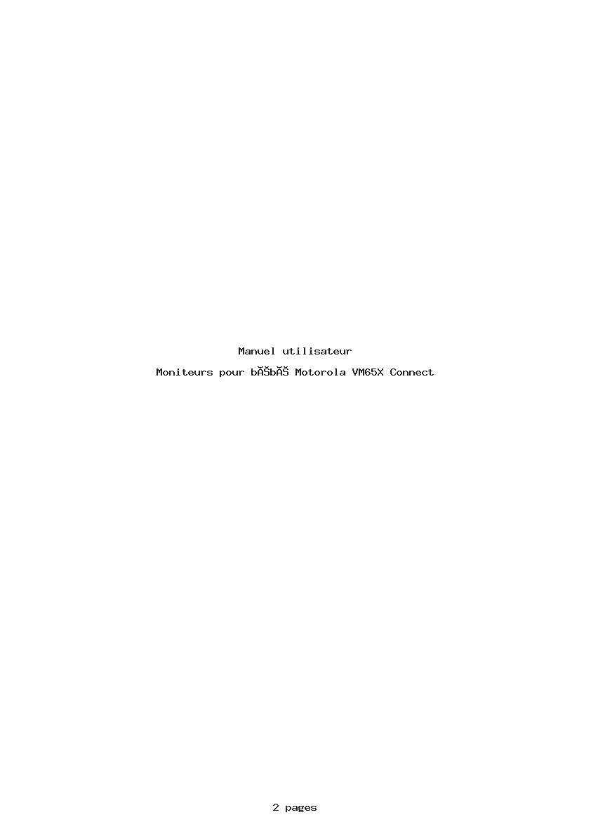 Page 1 de la notice Manuel utilisateur Motorola VM65X Connect