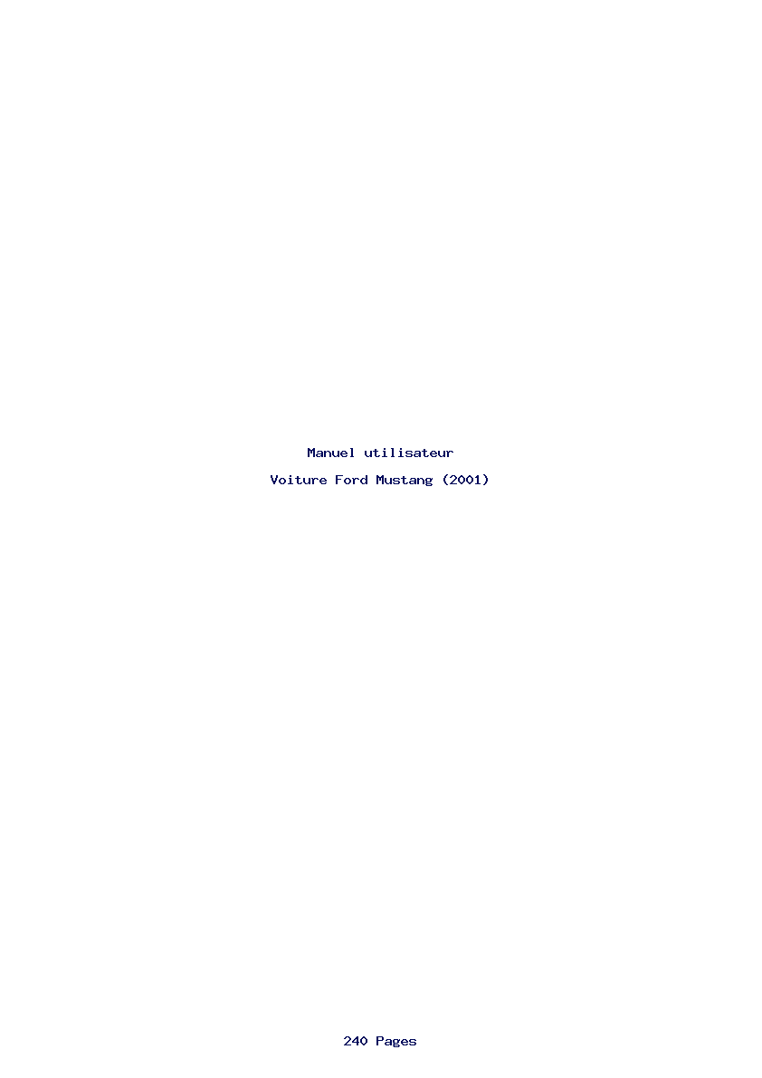 Page 1 de la notice Manuel utilisateur Ford Mustang (2001)