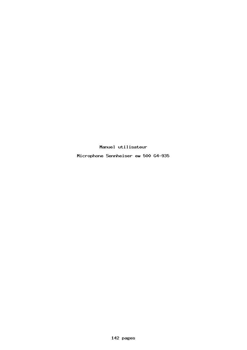 Page 1 de la notice Manuel utilisateur Sennheiser ew 500 G4-935