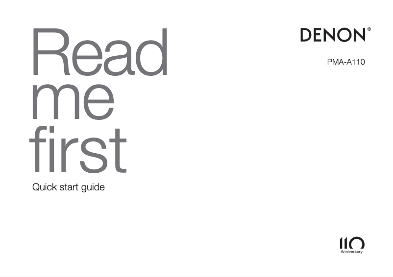 Page 1 de la notice Guide de démarrage rapide Denon PMA-A110